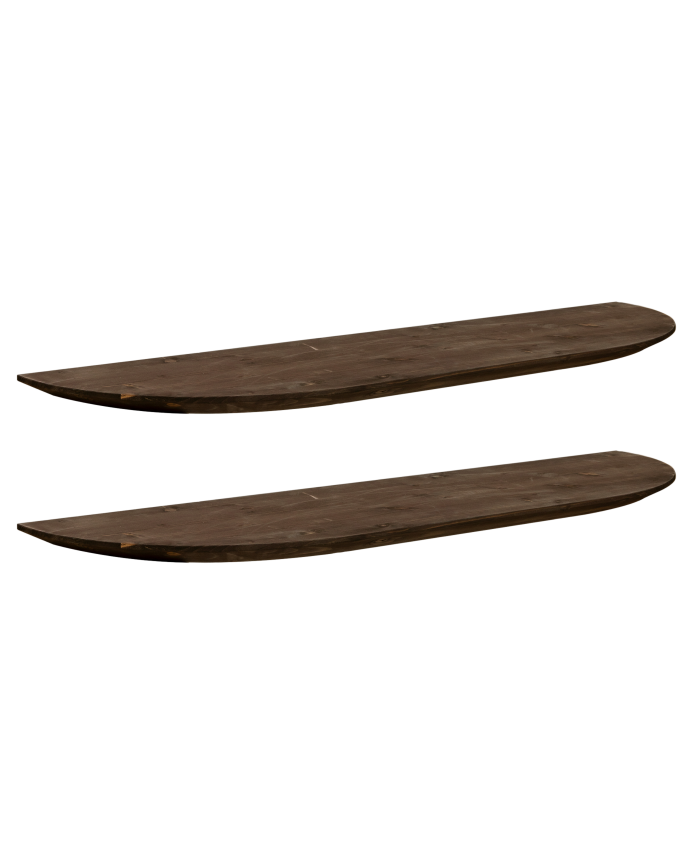 Deco wood Pack 2 estanterías redondeadas de madera maciza flotantes tono nogal 60cm