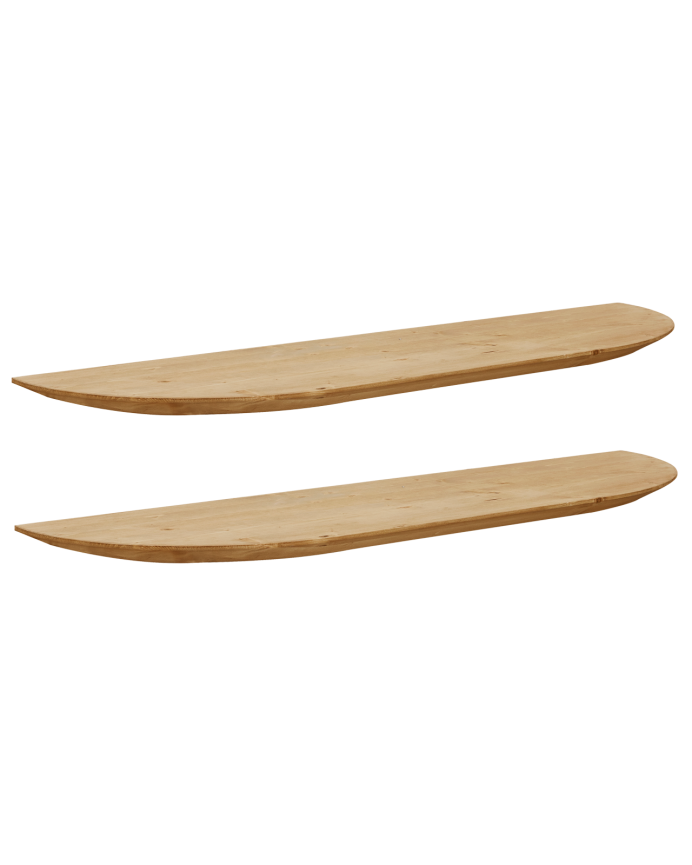 Deco Wood Pack 2 Estanterías Redondeadas De Madera Maciza Flotantes Tono Roble Medio 60cm