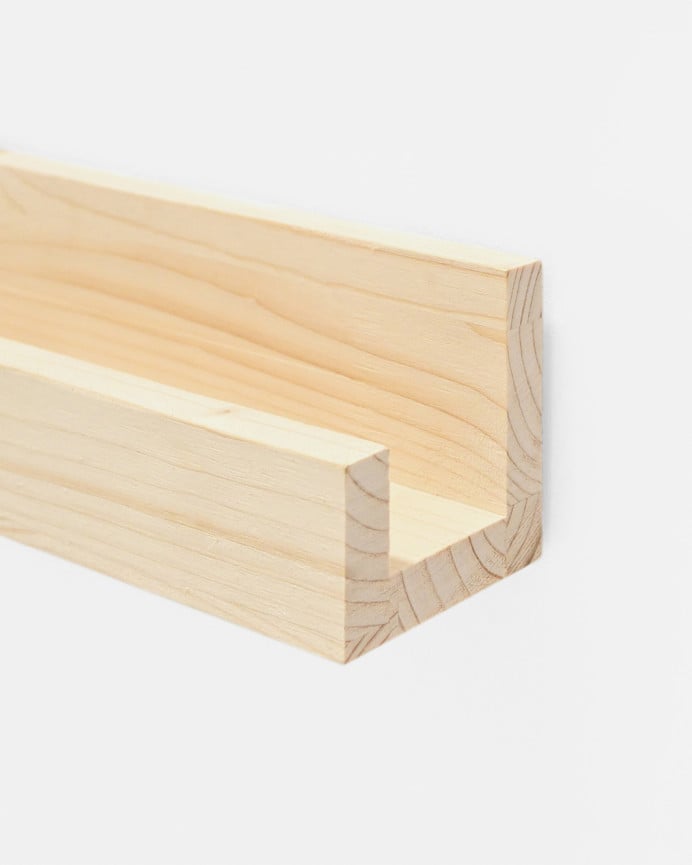 Deco Wood Pack 2 Estantes De Madera Maciza Flotante Tono Natural 50cm