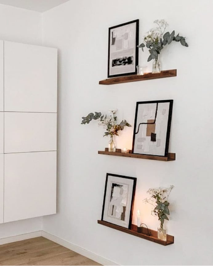 Deco Wood Pack 2 Estantes De Madera Maciza Flotante Tono Nogal 50cm