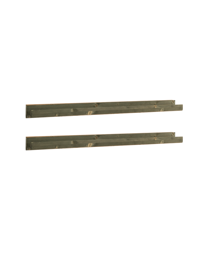 Deco Wood Pack 2 Estantes De Madera Maciza Flotante Tono Verde 50cm