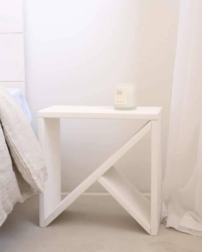 Deco Wood Pack 2 Mesitas De Madera Maciza En Tono Blanco De 40x40cm