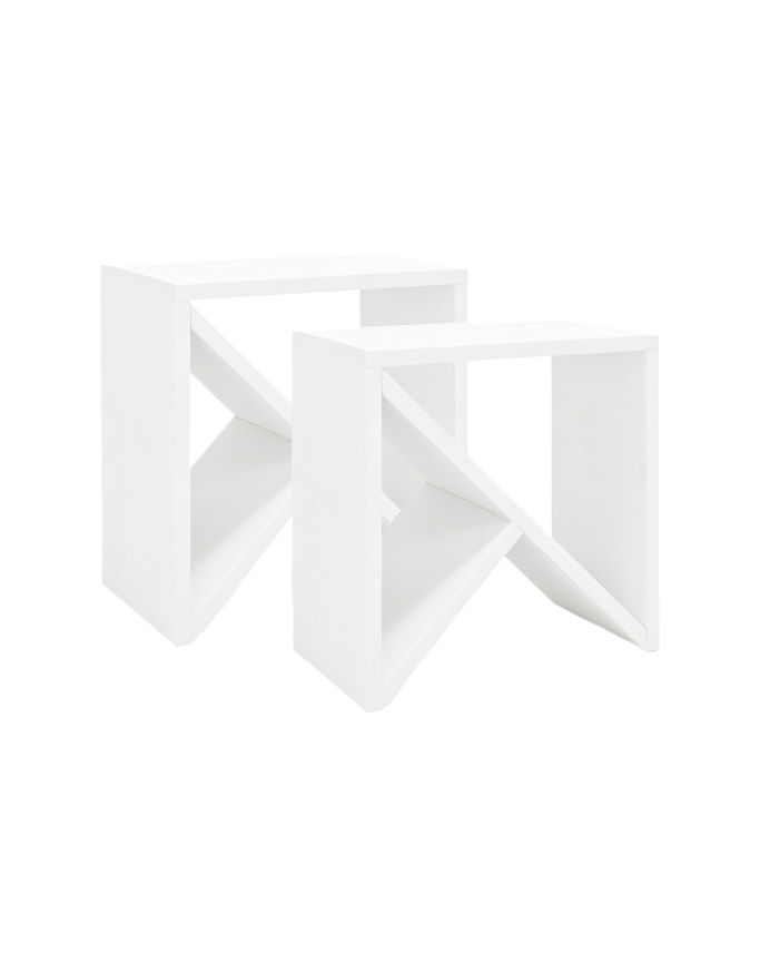 Deco Wood Pack 2 Mesitas De Madera Maciza En Tono Blanco De 40x40cm