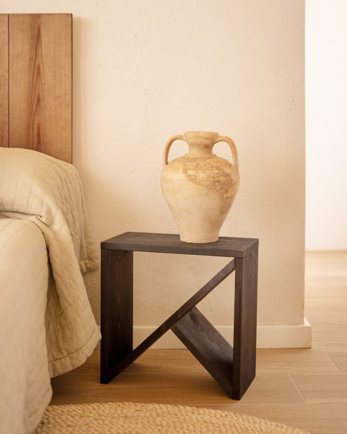 Deco Wood Pack 2 Mesitas De Madera Maciza En Tono Negro De 40x40cm