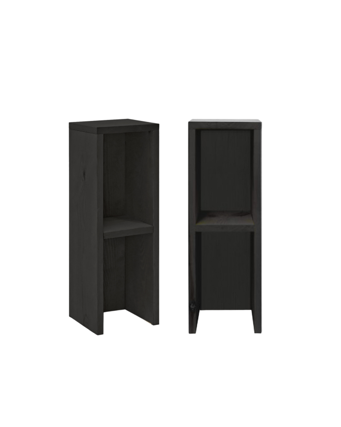 Deco wood Pack 2 mesitas de noche o auxiliares de madera maciza en tono negro 60x20cm
