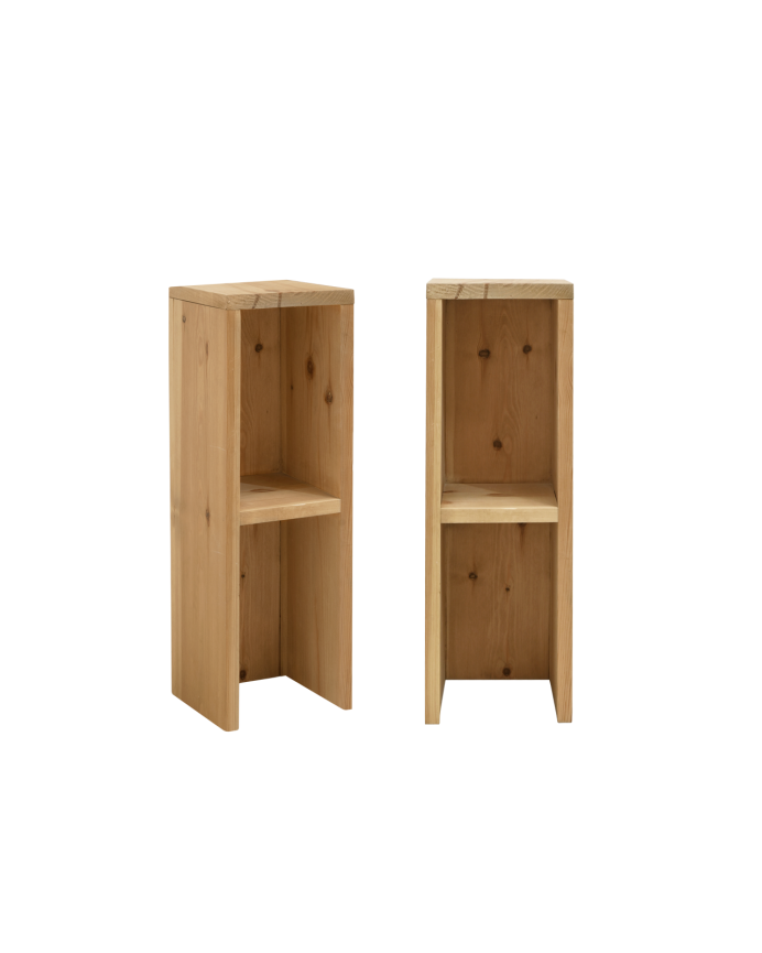 Deco wood Pack 2 mesitas de noche o auxiliares de madera maciza en tono roble medio 60x20cm