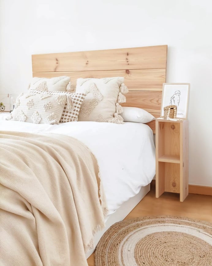 Deco Wood Pack 2 Mesitas De Noche O Auxiliares De Madera Maciza En Tono Natural 60x20cm