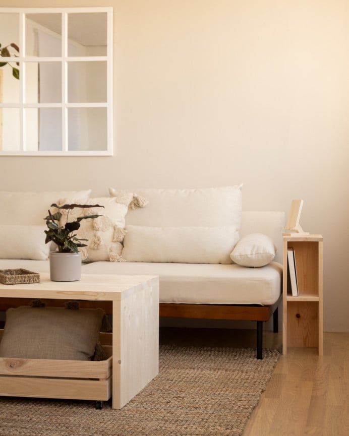 Deco Wood Pack 2 Mesitas De Noche O Auxiliares De Madera Maciza En Tono Natural 60x20cm