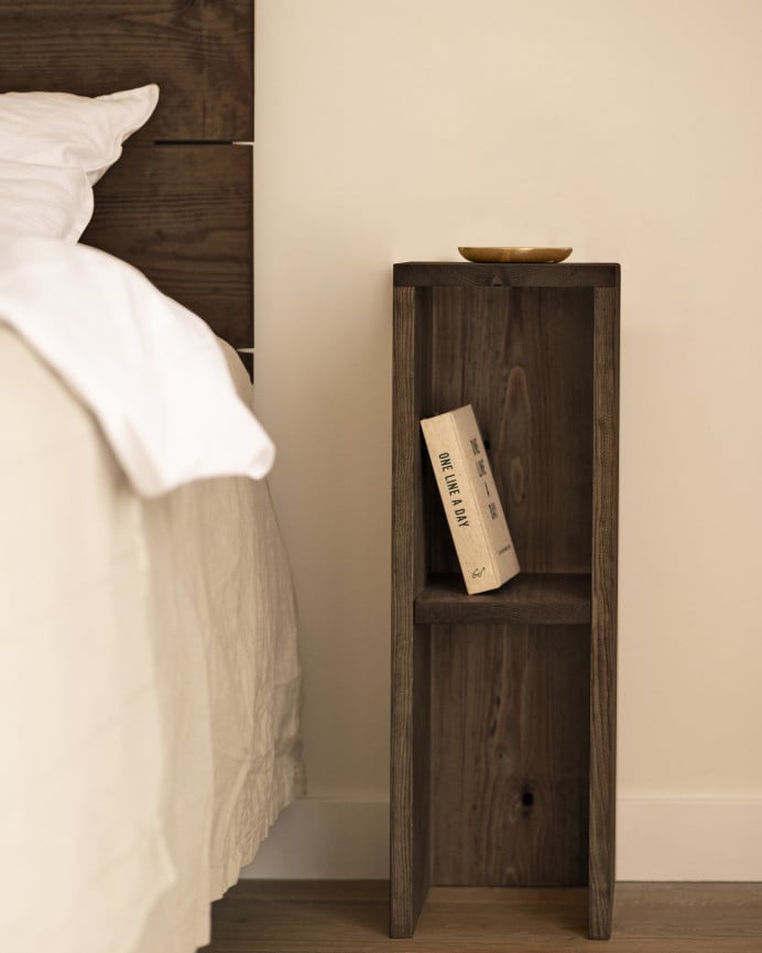 Deco Wood Pack 2 Mesitas De Noche O Auxiliares De Madera Maciza En Tono Nogal 60x20cm