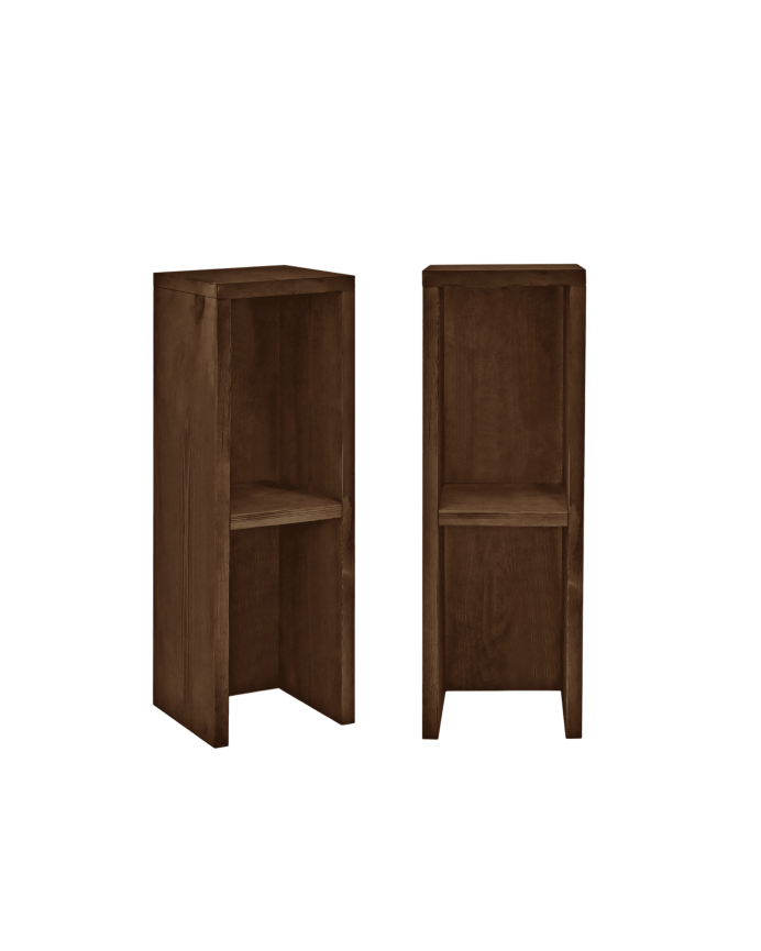 Deco wood Pack 2 mesitas de noche o auxiliares de madera maciza en tono nogal 60x20cm