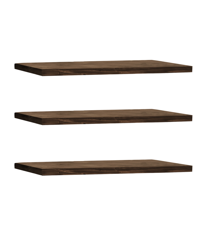 Deco wood Pack 3 estanterías de madera maciza flotante acabado nogal 60cm
