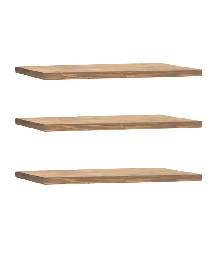 Deco wood Pack 3 estanterías de madera maciza flotante acabado roble oscuro 60cm