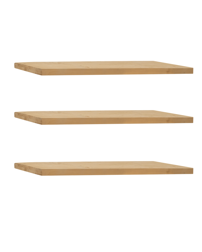 Deco wood Pack 3 estanterías de madera maciza flotante acabado roble medio 60cm