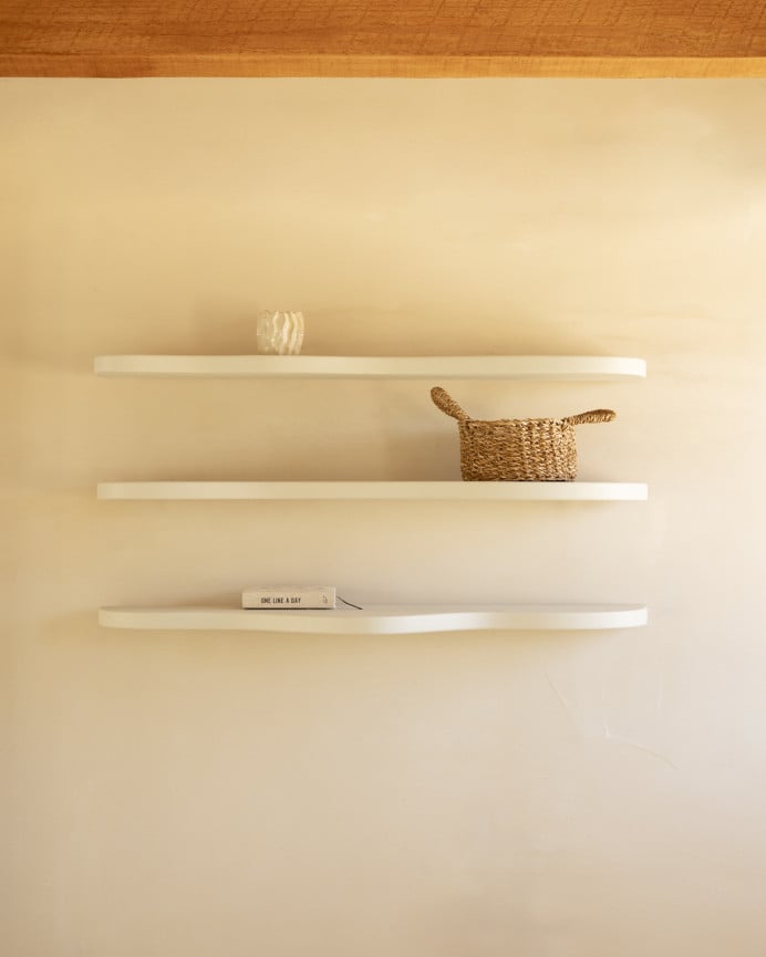 Deco Wood Pack 3 Estanterias De Microcemento En Tono Blanco Roto De 100cm