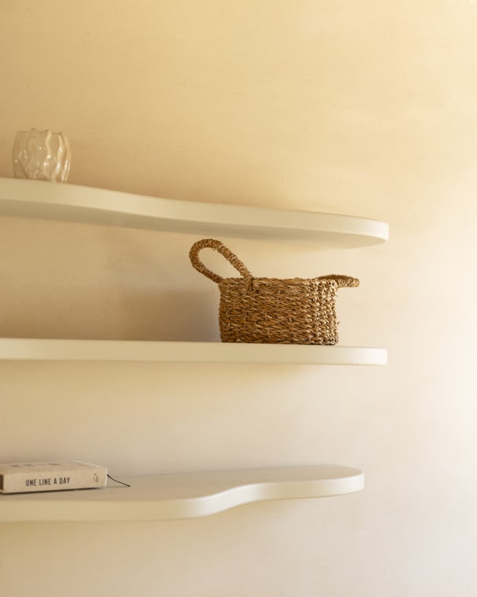 Deco Wood Pack 3 Estanterias De Microcemento En Tono Blanco Roto De 100cm