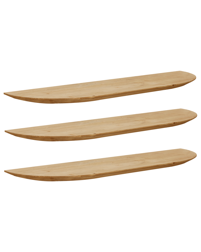 Deco wood Pack 3 estanterías redondeadas de madera maciza flotantes tono roble medio 60cm