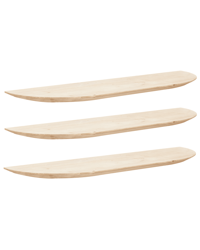 Deco Wood Pack 3 Estanterías Redondeadas De Madera Maciza Flotantes Tono Natural 60cm