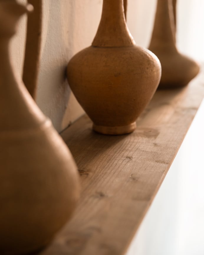 Deco Wood Pack 4 Estanterías Redondeadas De Madera Maciza Flotantes Tono Roble Oscuro 60cm