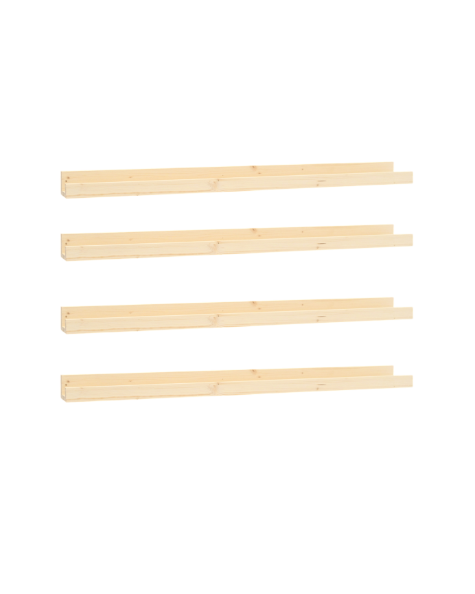 Deco wood Pack 4 estantes de madera maciza flotante tono natural 50cm