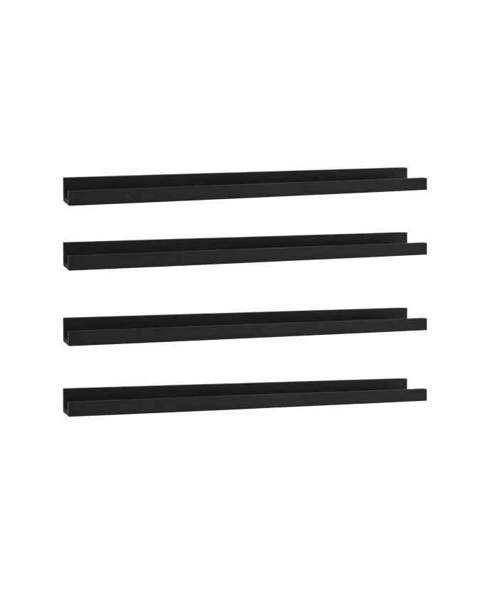 Deco wood Pack 4 estantes de madera maciza flotante tono negro 50cm