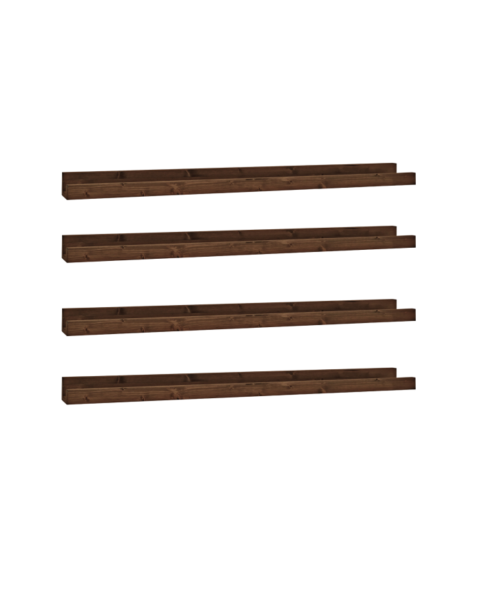 Deco wood Pack 4 estantes de madera maciza flotante tono nogal 50cm