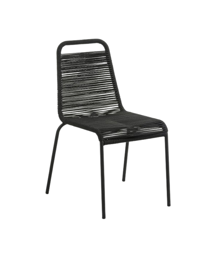 Deco wood Pack 6 Sillas con asiento y respaldo en cuerda con estructura en acero galvanizado color beige de 84x49cm