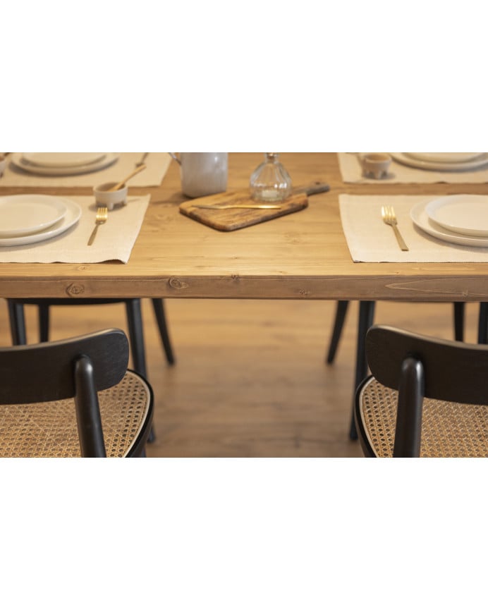 Deco Wood Pack 6 Sillas De Madera De Haya Con Asiento De Chapa De Fresno Y Ratán Estilo Cannage Tono Negro De 75x44cm