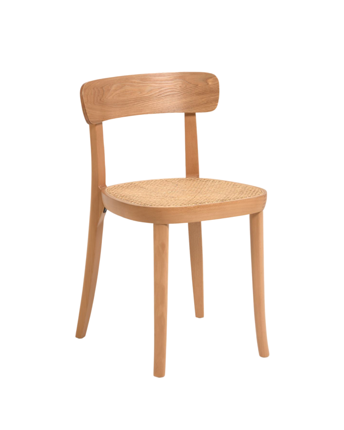 Deco wood Pack 6 Sillas de madera de haya con asiento de chapa de fresno y ratán estilo cannage tono natural de 75x44cm