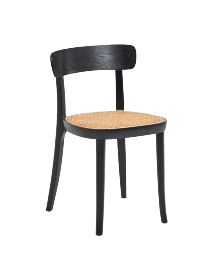 Deco wood Pack 6 Sillas de madera de haya con asiento de chapa de fresno y ratán estilo cannage tono negro de 75x44cm