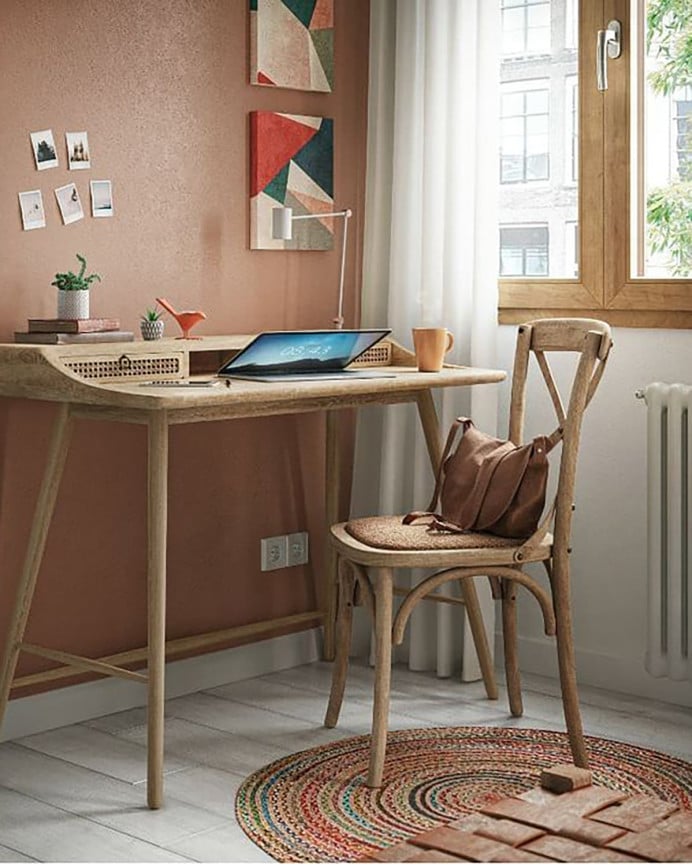 Deco Wood Pack 6 Sillas De Madera De Olmo Con Cruceta En El Respaldo Color Natural De 88x52cm