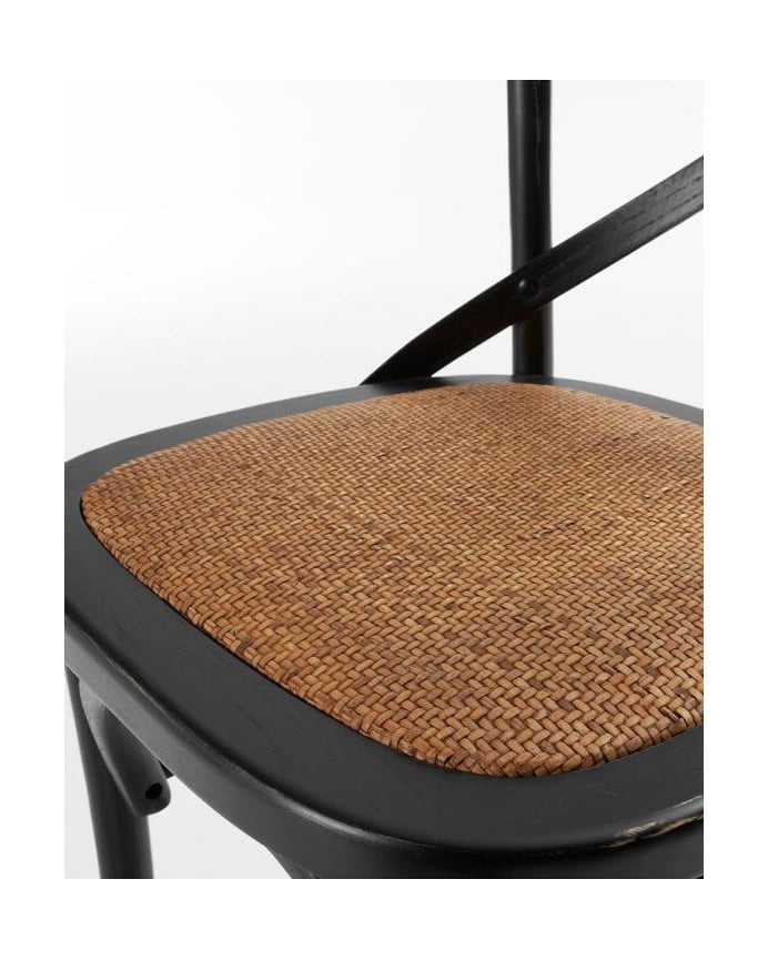 Deco Wood Pack 6 Sillas De Madera De Olmo Con Cruceta En El Respaldo Color Negro De 88x52cm