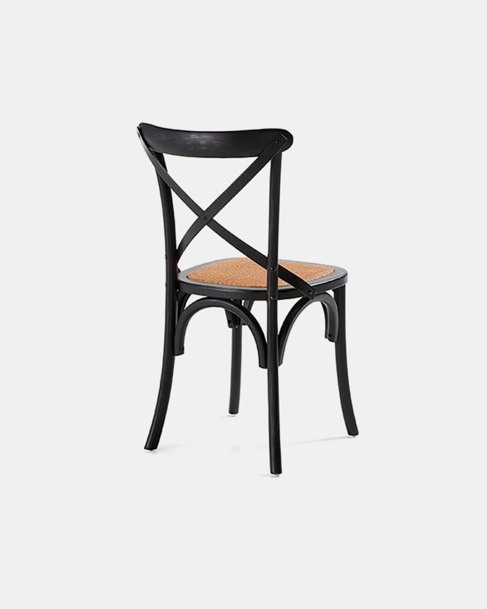 Deco Wood Pack 6 Sillas De Madera De Olmo Con Cruceta En El Respaldo Color Negro De 88x52cm