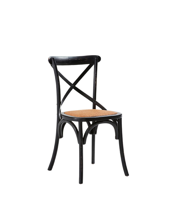 Deco wood Pack 6 Sillas de madera de olmo con cruceta en el respaldo color negro de 88x52cm