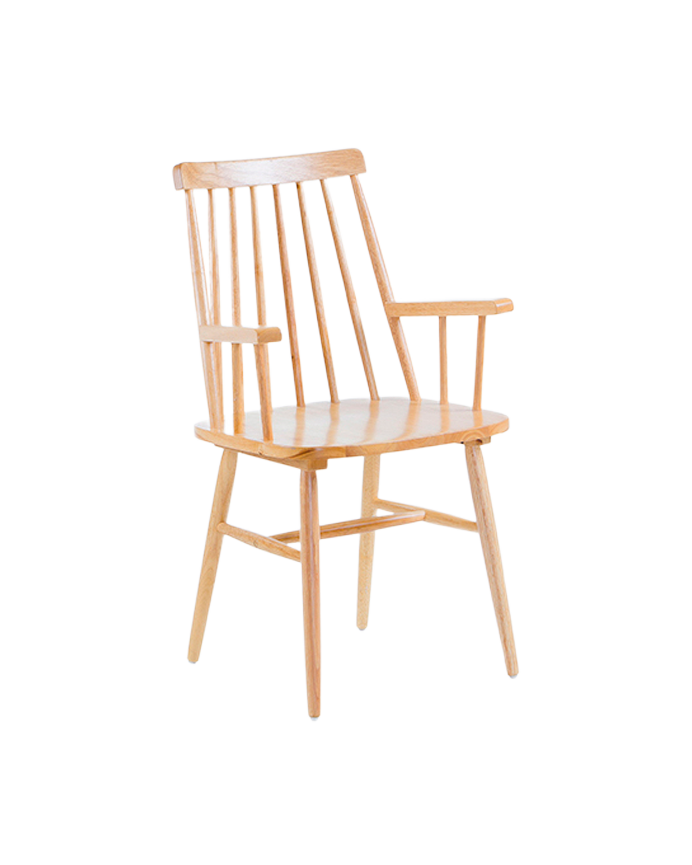 Deco Wood Pack 6 Sillas De Madera Maciza De Caucho Pintada Color Natural Con Reposabrazos De 87x51cm