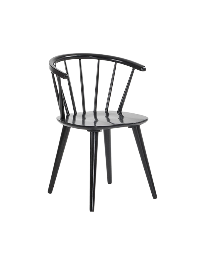 Deco wood Pack 6 Sillas de madera maciza de caucho pintada color negro de 77x53cm