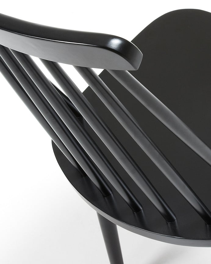 Deco Wood Pack 6 Sillas Elaboradas Con Madera Maciza De Caucho Pintada Tono Negro De 89x43cm