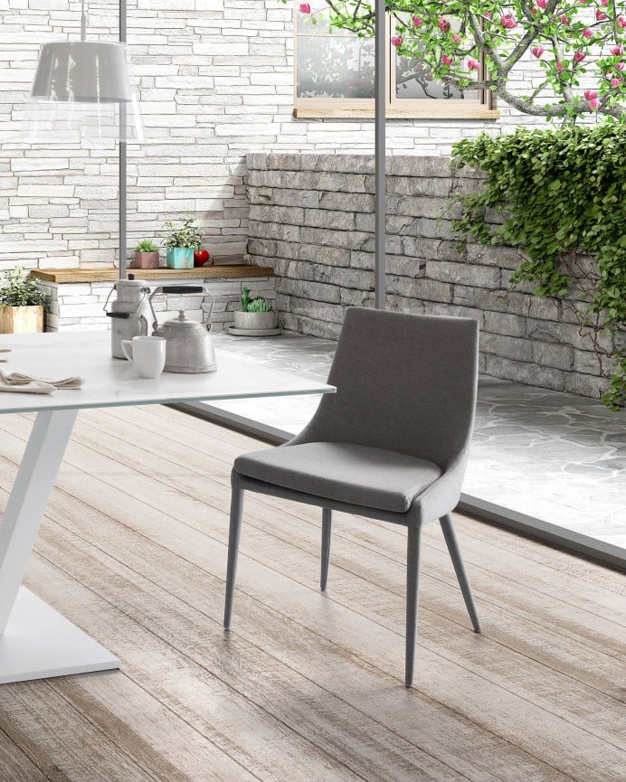 Deco Wood Pack 6 Sillas Tapizadas Color Gris Oscuro De 87x51cm