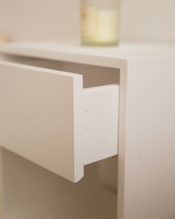 Deco Wood Pack De 2 Mesitas De Noche De Madera Maciza Con Un Cajón En Tono Blanco De 40x40cm