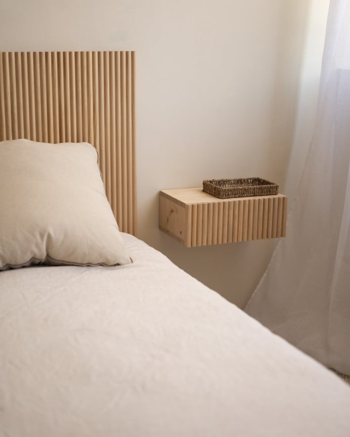 Deco Wood Pack De 2 Mesitas De Noche De Madera Maciza Flotante En Tono Roble Medio De 40cm