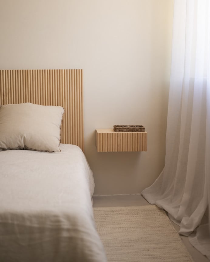 Deco Wood Pack De 2 Mesitas De Noche De Madera Maciza Flotante En Tono Roble Medio De 40cm