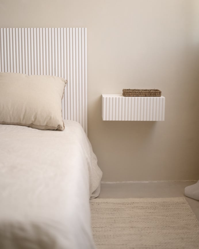 Deco Wood Pack De 2 Mesitas De Noche De Madera Maciza Flotante En Tono Blanco De 40cm