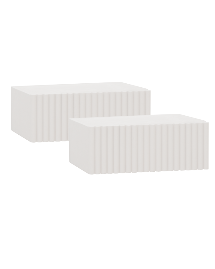 Deco wood Pack de 2 mesitas de noche de madera maciza flotante en tono blanco de 40cm