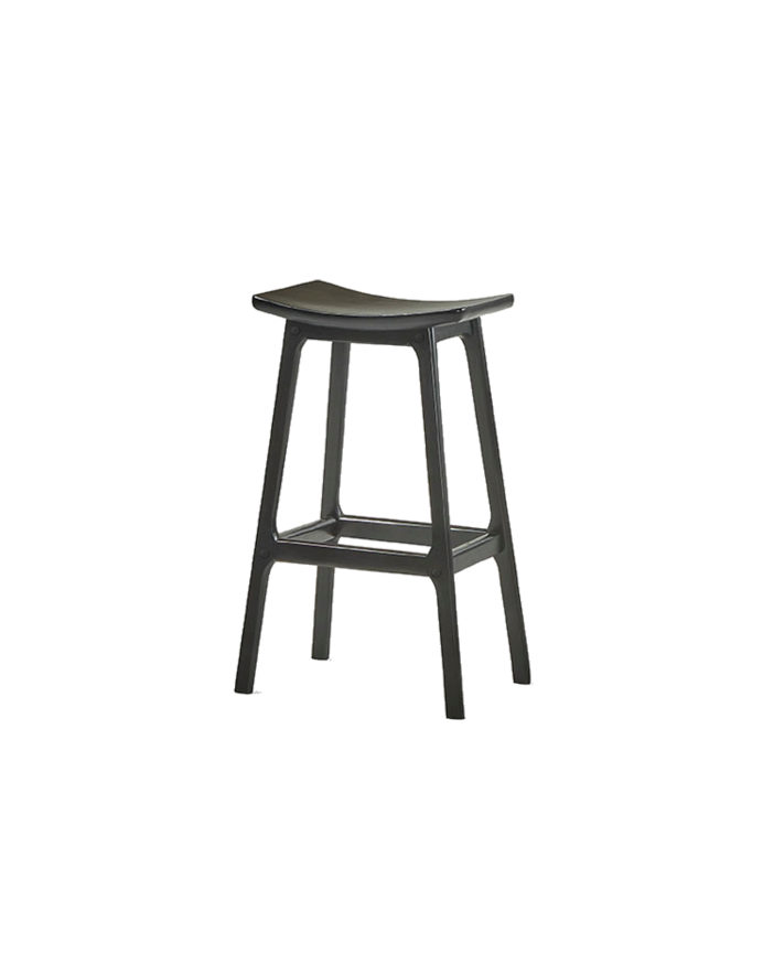 Deco Wood Pack De 2 Taburetes De Madera Maciza En Tono Negro De 73cm