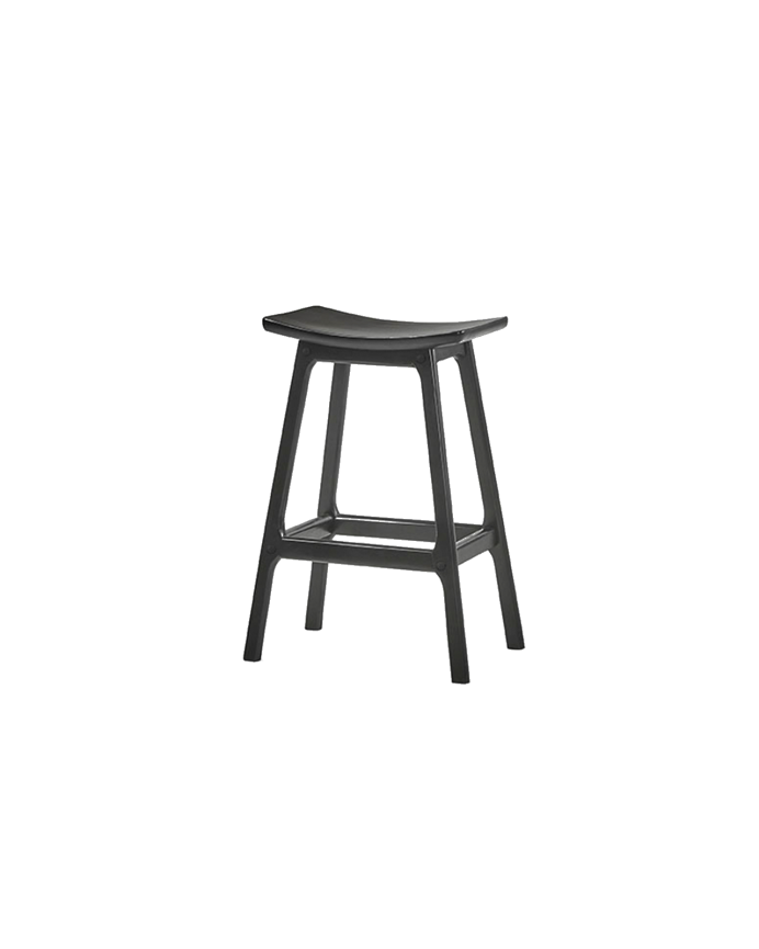 Deco Wood Pack De 2 Taburetes De Madera Maciza En Tono Negro De 66cm