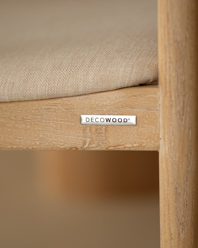 Deco Wood Pack De 4 Sillas En Madera De Olmo Y Asiento Acolchado Color Beige De 77 5x57 5cm