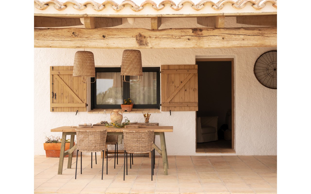 Deco Wood Pack De 6 Sillas Con Estructura De Acero Y Asiento Elaborado Con Ratán De 78x56cm