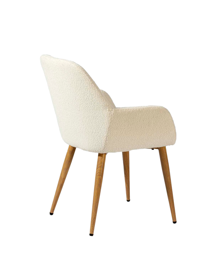 Deco Wood Pack De 6 Sillas De Bouclé Color Blanco Con Patas De Metal Tono Roble De 82cm