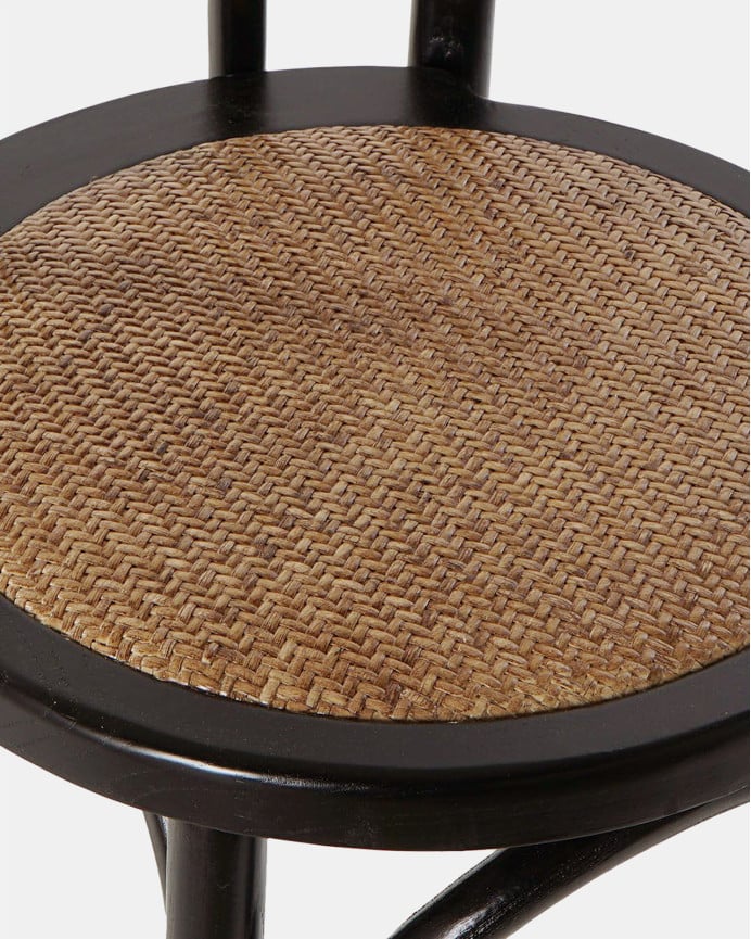 Deco Wood Pack De 6 Sillas De Estructura De Madera Con Acabado En Negro Con Rejillas De Ratán Como Sillín De 89x43cm