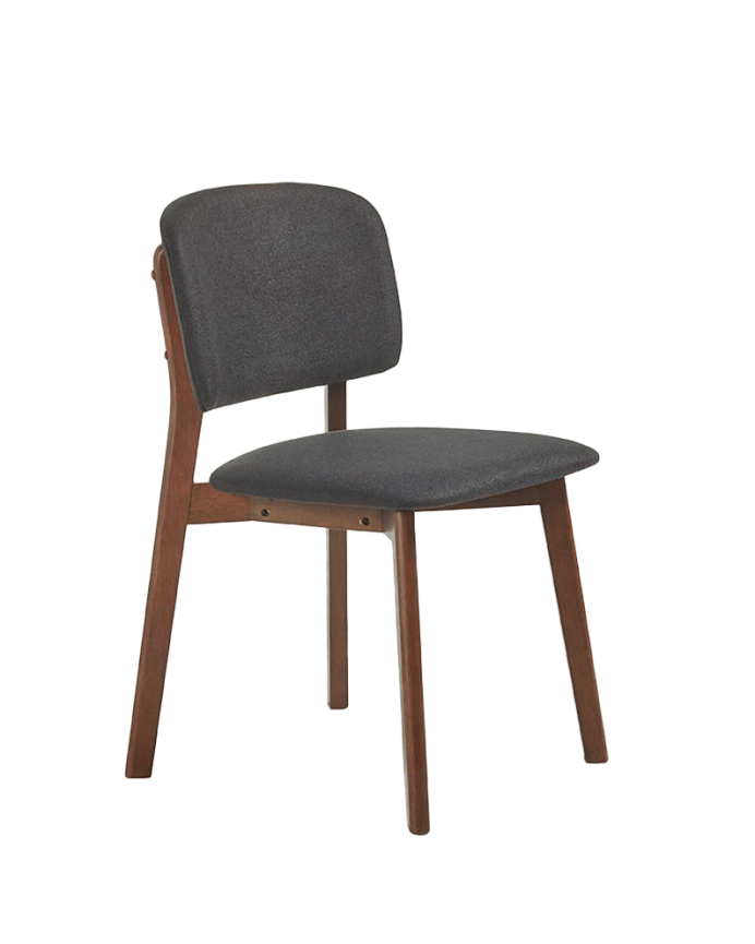 Deco wood Pack de 6 sillas de madera maciza con asiento tapizado en tono nogal de 79cm