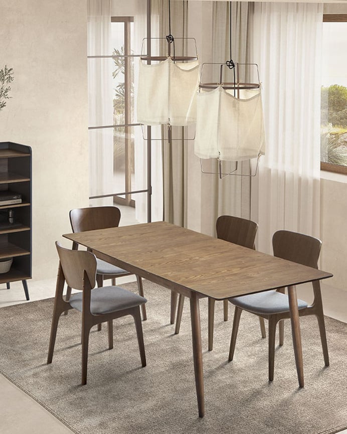 Deco Wood Pack De 6 Sillas De Madera Maciza Con Asiento Tapizado En Tono Nogal De 83 5cm